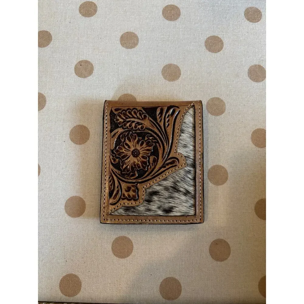 Cowhide Leather Tooled Men’s Western Bi-fold Wallet